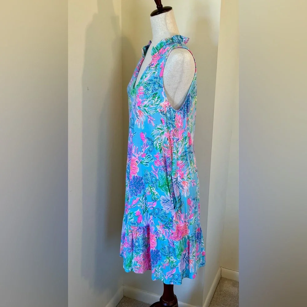 Lilly Pulitzer Malone Swing Dress SZ M Celestial Blue Cay To My Heart Like New 💕 - Picture 7 of 8